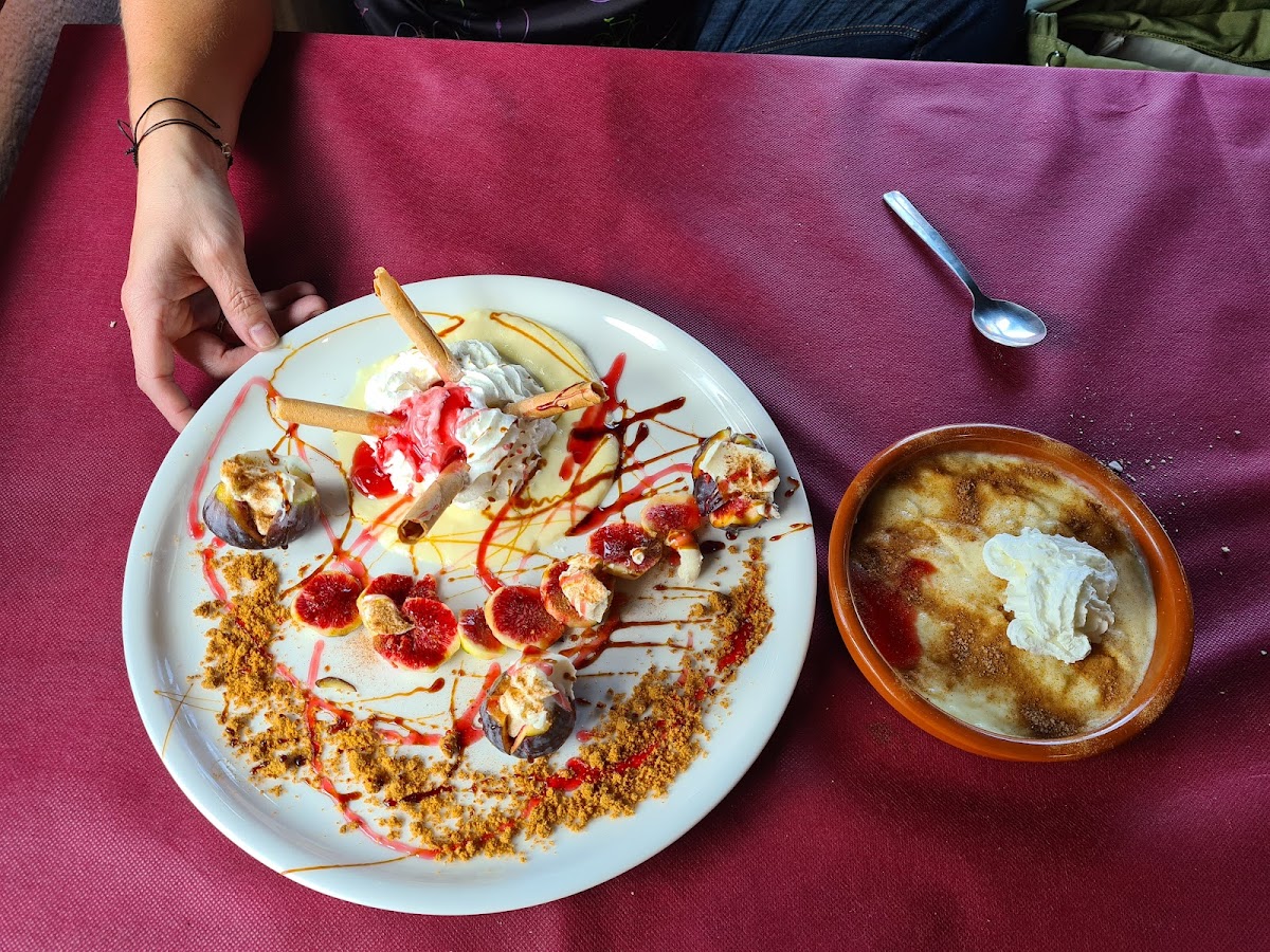 Postres — figues amb mascarpone i crema catalana